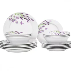 PRIMA DECO Komplet obiadowy 36 el dla 12 os LAWENDA / okrągły / porcelana