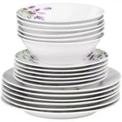 PRIMA DECO Komplet obiadowy 36 el dla 12 os LAWENDA / okrągły / porcelana