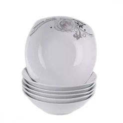 PRIMA DECO Komplet obiadowy 18 el dla 6 os SZARA RÓŻA / kwadratowy / porcelana