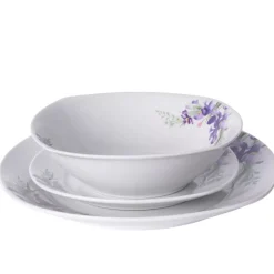 PRIMA DECO Komplet obiadowy 18 el dla 6 os IRYS / kwadratowy / porcelana
