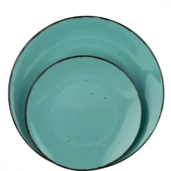 PRIMA DECO Komplet obiadowy 72 el dla 18 os / turkusowy / kamionka