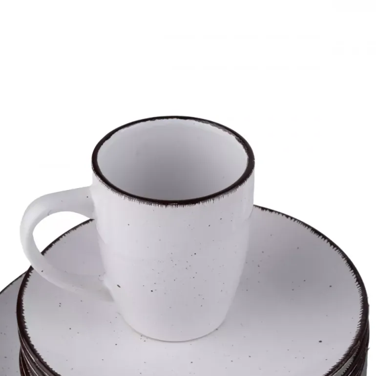 PRIMA DECO Komplet obiadowy 48 el dla 12 os biały / kamionka