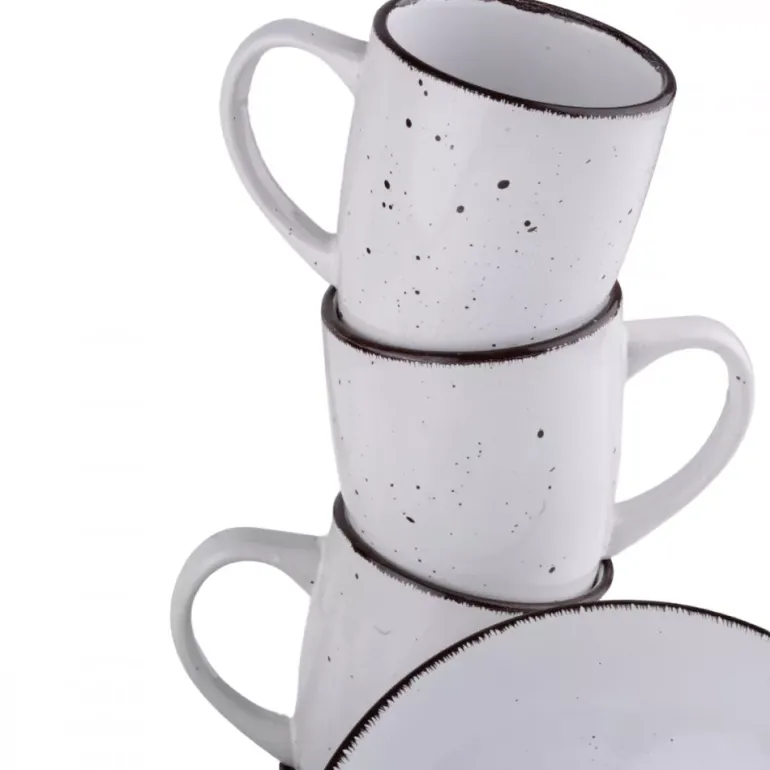 PRIMA DECO Komplet obiadowy 48 el dla 12 os biały / kamionka