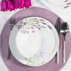 PRIMA DECO Komplet obiadowy 54 el dla 18 os LAWENDA / okrągły / porcelana