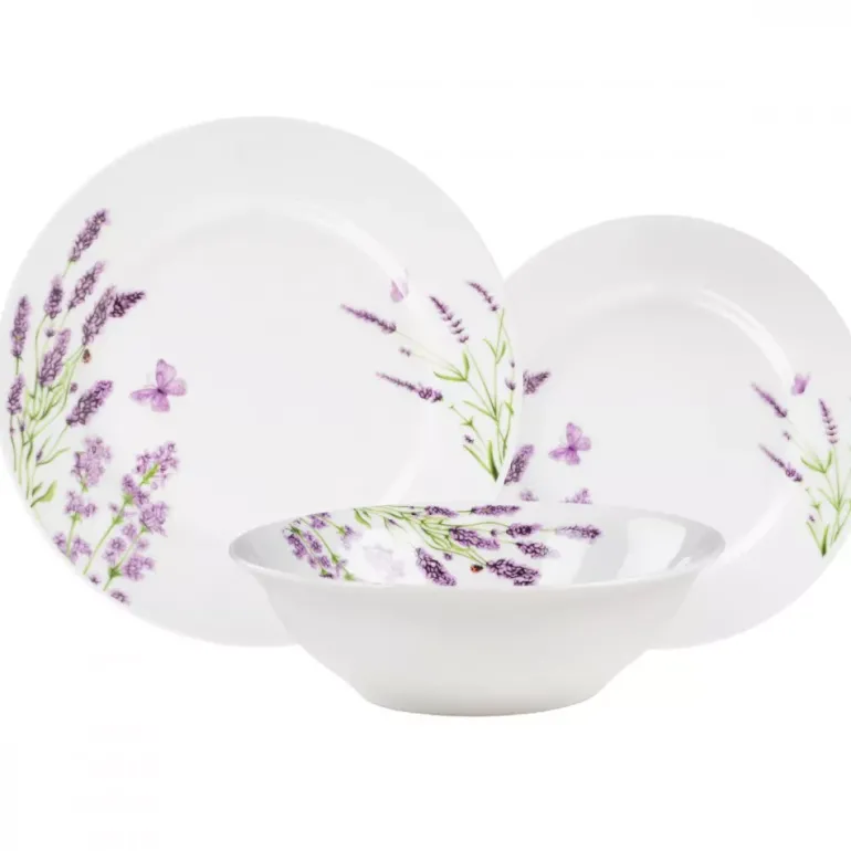 PRIMA DECO Komplet obiadowy 54 el dla 18 os LAWENDA / okrągły / porcelana