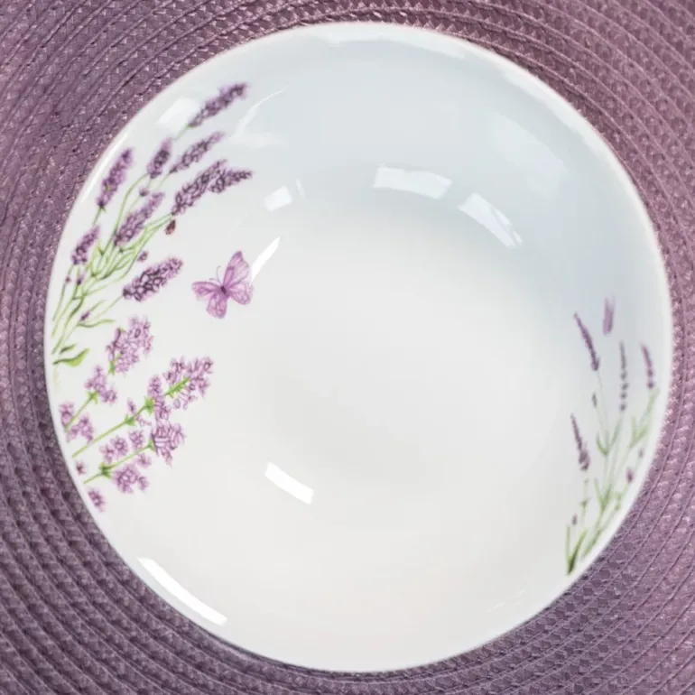 PRIMA DECO Komplet obiadowy 54 el dla 18 os LAWENDA / okrągły / porcelana