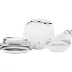 PRIMA DECO Komplet obiadowy 54 el dla 18 os FALA / kwadratowy / porcelana