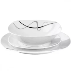 PRIMA DECO Komplet obiadowy 54 el dla 18 os FALA / kwadratowy / porcelana