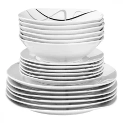 PRIMA DECO Komplet obiadowy 54 el dla 18 os FALA / kwadratowy / porcelana