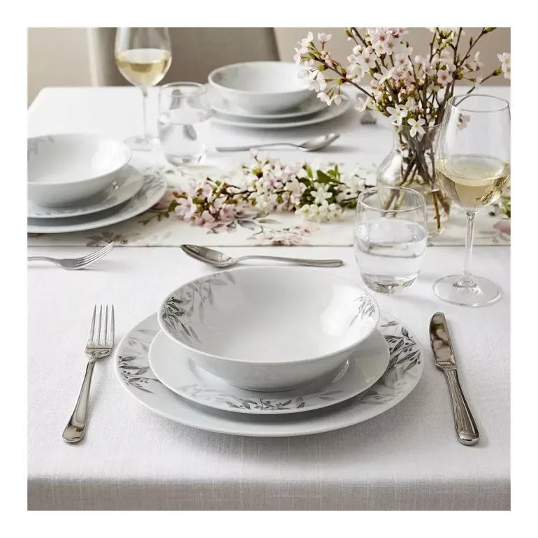 PRIMA DECO Komplet obiadowy 18 el dla 6 os NATURA / okrągły / porcelana