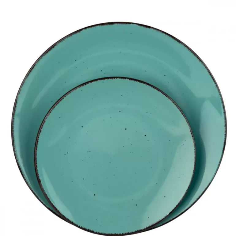 PRIMA DECO Komplet obiadowy 24 el dla 6 os / turkusowy / kamionka