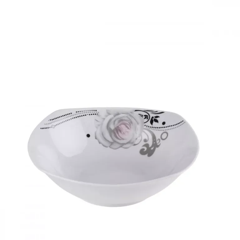 PRIMA DECO Komplet obiadowy 54 el dla 18 os SZARA RÓŻA / kwadratowy / porcelana