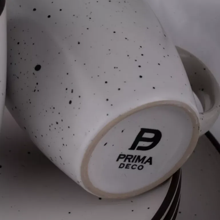 PRIMA DECO Komplet obiadowy 24 el dla 6 os / jasny szary / matowy / kamionka