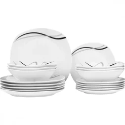 PRIMA DECO Komplet obiadowy 36 el dla 12 os FALA / kwadratowy / porcelana