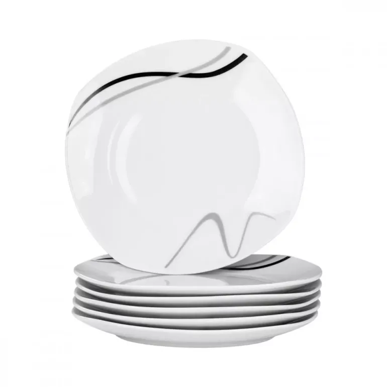 PRIMA DECO Komplet obiadowy 36 el dla 12 os FALA / kwadratowy / porcelana