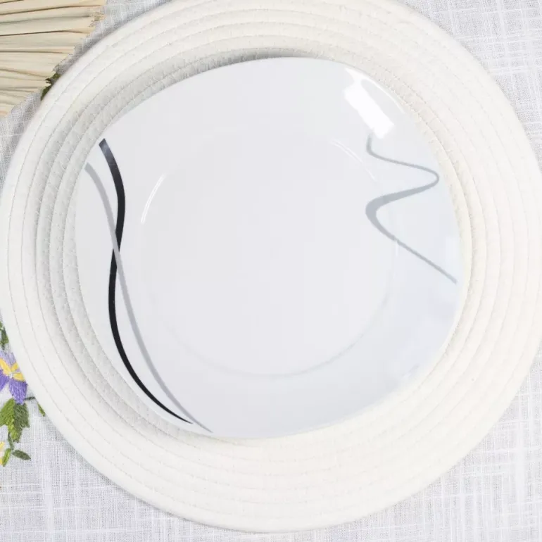 PRIMA DECO Komplet obiadowy 36 el dla 12 os FALA / kwadratowy / porcelana