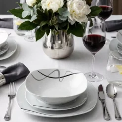 PRIMA DECO Komplet obiadowy 36 el dla 12 os FALA / kwadratowy / porcelana