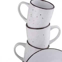 PRIMA DECO Komplet obiadowy 24 el dla 6 os biały / kamionka