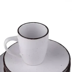 PRIMA DECO Komplet obiadowy 24 el dla 6 os biały / kamionka