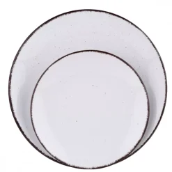 PRIMA DECO Komplet obiadowy 24 el dla 6 os biały / kamionka