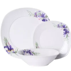 PRIMA DECO Komplet obiadowy 54 el dla 18 os IRYS / kwadratowy / porcelana