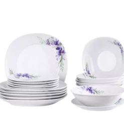 PRIMA DECO Komplet obiadowy 54 el dla 18 os IRYS / kwadratowy / porcelana