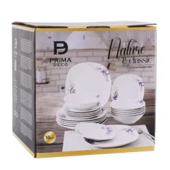 PRIMA DECO Komplet obiadowy 54 el dla 18 os IRYS / kwadratowy / porcelana