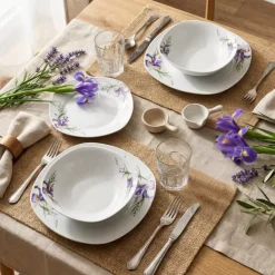PRIMA DECO Komplet obiadowy 54 el dla 18 os IRYS / kwadratowy / porcelana