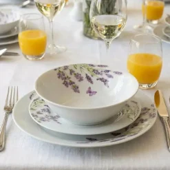 PRIMA DECO Komplet obiadowy 18 el dla 6 os LAWENDA / okrągły / porcelana
