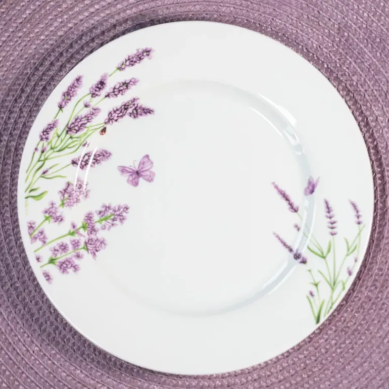 PRIMA DECO Komplet obiadowy 18 el dla 6 os LAWENDA / okrągły / porcelana