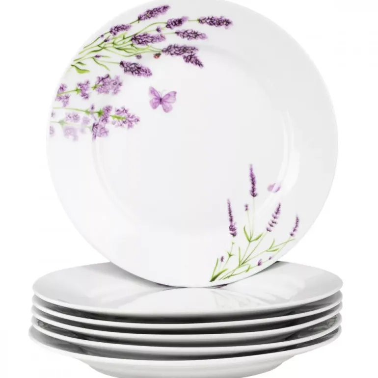 PRIMA DECO Komplet obiadowy 18 el dla 6 os LAWENDA / okrągły / porcelana