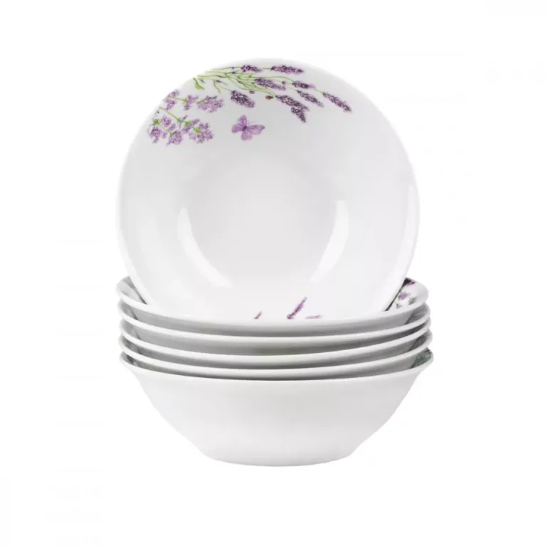 PRIMA DECO Komplet obiadowy 18 el dla 6 os LAWENDA / okrągły / porcelana