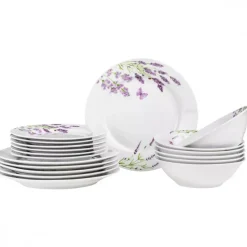 PRIMA DECO Komplet obiadowy 18 el dla 6 os LAWENDA / okrągły / porcelana