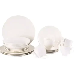 PRIMA DECO Komplet obiadowy porcelanowy 20 el 4 os z filiżanką kremowy