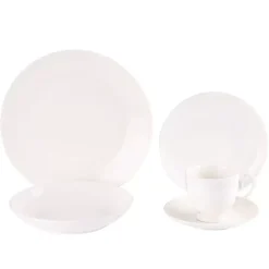 PRIMA DECO Komplet obiadowy porcelanowy 20 el 4 os z filiżanką kremowy