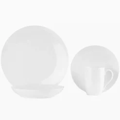 PRIMA DECO Komplet obiadowy porcelanowy 16 el 4 os z kubkiem biały