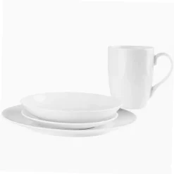 PRIMA DECO Komplet obiadowy porcelanowy 16 el 4 os z kubkiem biały