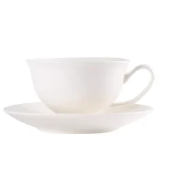 PRIMA DECO Komplet 12x Filiżanka 220 ml ze spodkiem / ecru