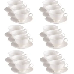 PRIMA DECO Komplet 18x Filiżanka 220 ml ze spodkiem / ecru
