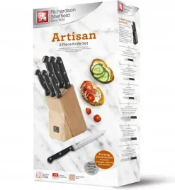 RICHARDSON SHEFFIELD ARTISAN Zestaw 6 noży w bloku drewnianym / stal nierdzewna