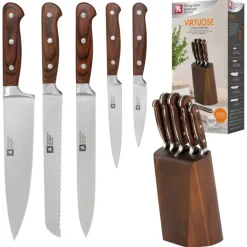 RICHARDSON SHEFFIELD VIRTUOSE Zestaw 5 noży kuchennych w bloku drewnianym