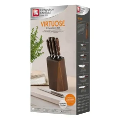 RICHARDSON SHEFFIELD VIRTUOSE Zestaw 5 noży kuchennych w bloku drewnianym