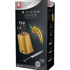 RICHARDSON SHEFFIELD VISION Zestaw 5 noży kuchennych w bloku drewnianym