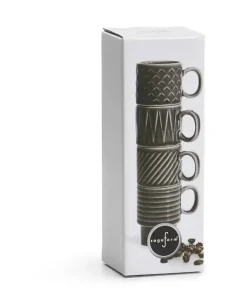 SAGAFORM COFFEE Zestaw 4 filiżanek do espresso 100 ml / szare / ceramika