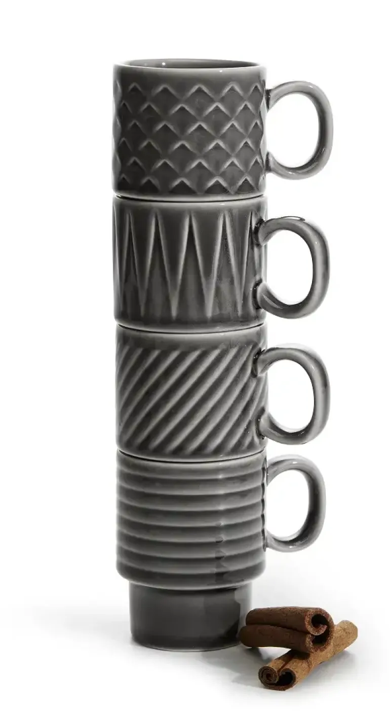 SAGAFORM COFFEE Zestaw 4 filiżanek do espresso 100 ml / szare / ceramika