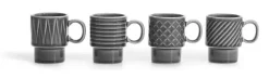 SAGAFORM COFFEE Zestaw 4 filiżanek do espresso 100 ml / szare / ceramika