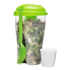 SAGAFORM Pojemnik na sałatkę + widelec FRESH 0,8 l / zielony / FreeForm