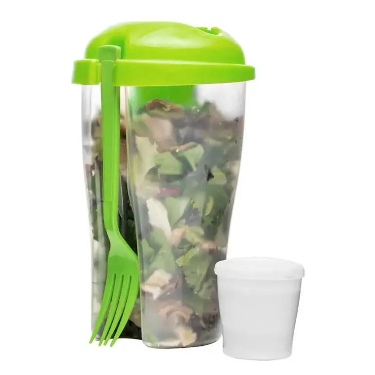 SAGAFORM Pojemnik na sałatkę + widelec FRESH 0,8 l / zielony / FreeForm