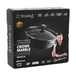 STARKE PRO CROWS MARBLE Patelnia z pokrywką 28 cm / powłoka marmurkowa / indukcja