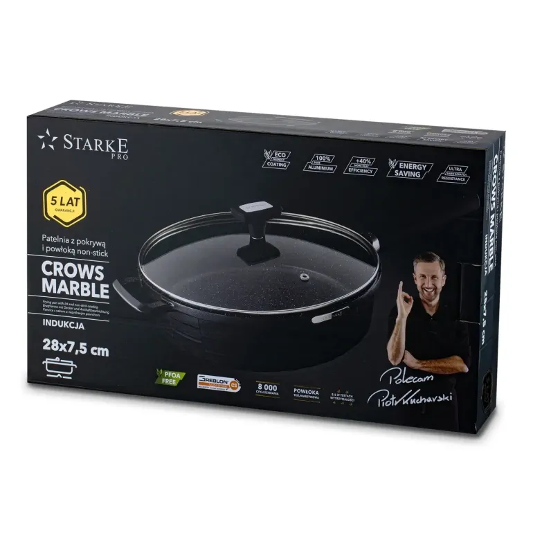 STARKE PRO CROWS MARBLE PATELNIA Z POKRYWĄ 28X7,5 CM